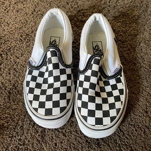 Vans  slip on size 12 toddler/little kids black and white checkered worn twice